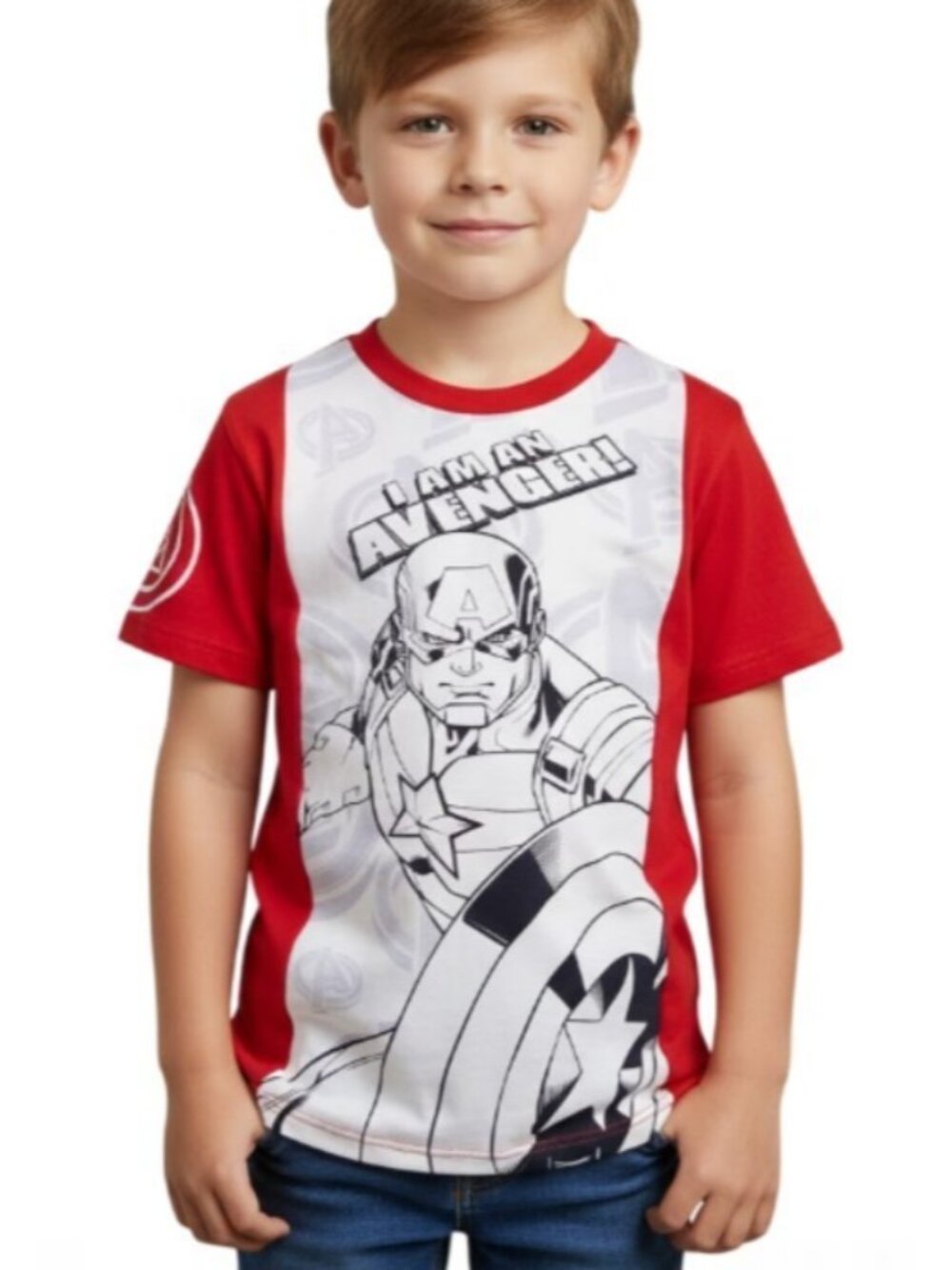 Marvel Avengers Captain America Boys T- Shirt Size 8 Rare International NWT